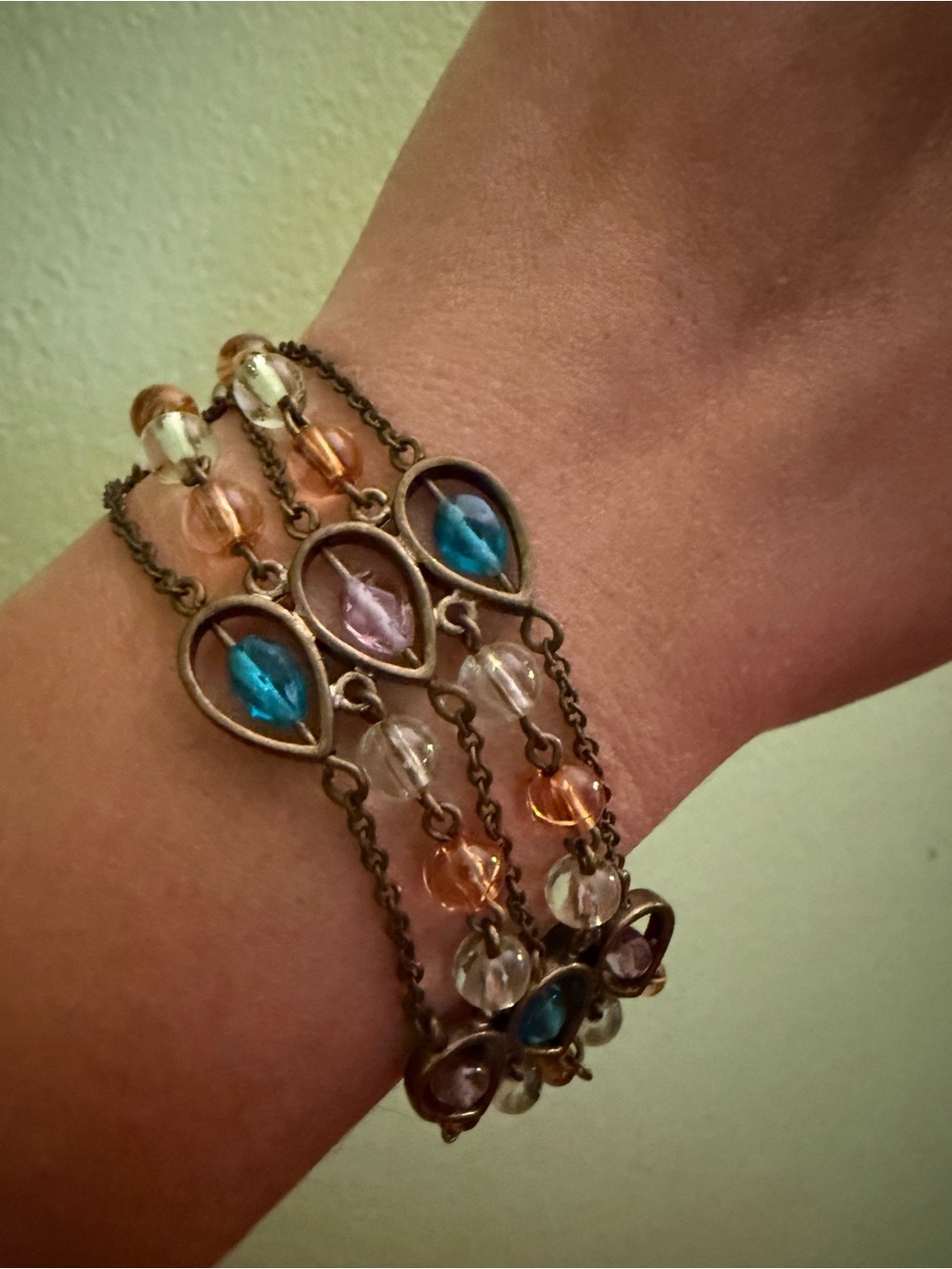 Multicolor Beaded Drop Charm Bracelet - Women Jewelry